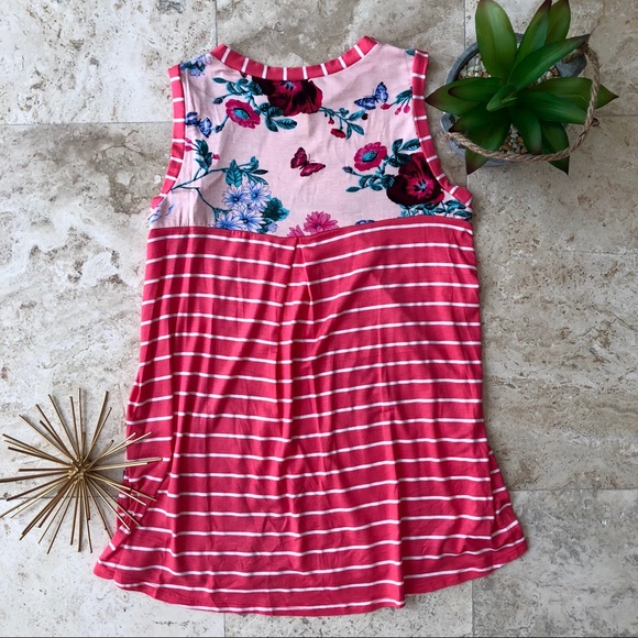 Pink Floral and Stripe Top - Picture 5 of 8